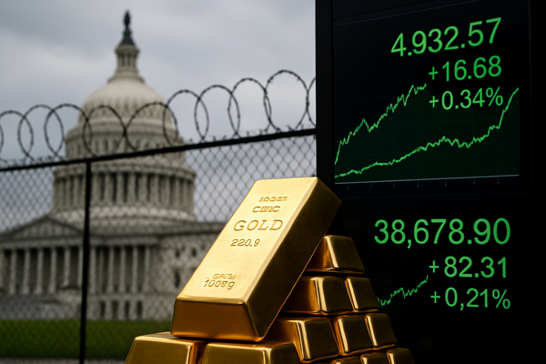 Shutdown Deadline Tests Markets as Gold Tops $3,800 and Stocks Hover Near Records