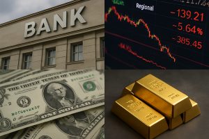Big bank earnings fail to steady markets as regional losses, dollar weakness and gold gains set tone