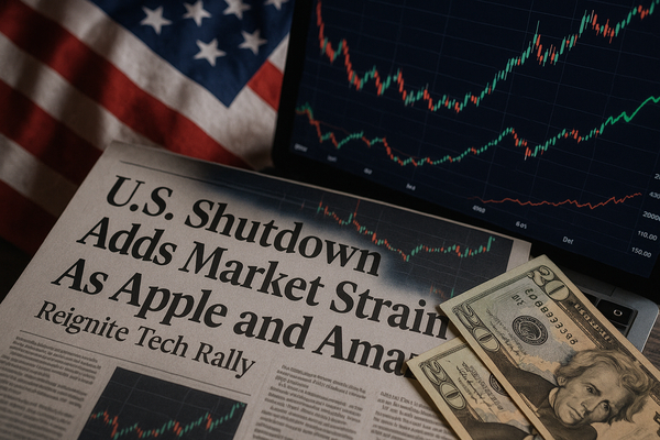 U.S. Shutdown Adds Market Strain as Apple and Amazon Reignite Tech Rally