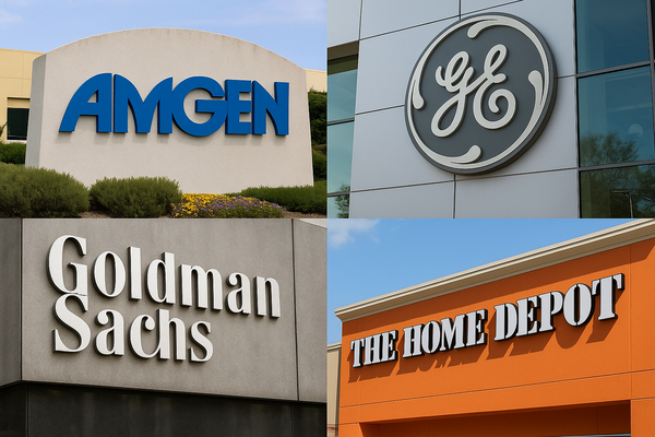 Four Large-Cap Names Hold Different Stories: Amgen, GE, Goldman Sachs, Home Depot