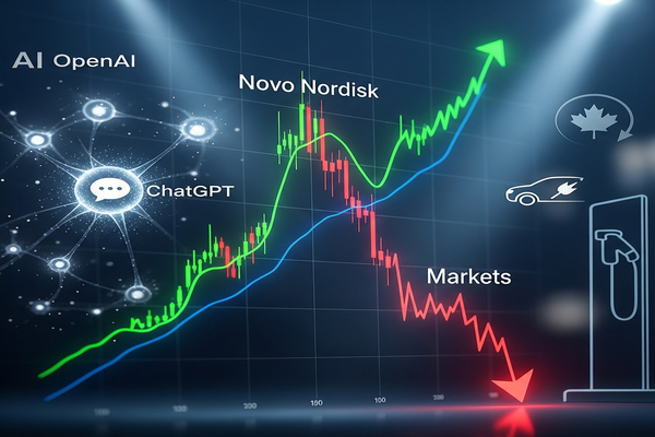 Markets Slip as Novo Nordisk Surges; OpenAI Tests ChatGPT Ads and Canada Cuts EV Tariffs